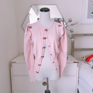 Italy wool pink rose cardigan small